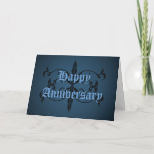 青ファンシーゴシックHappy Anniversaryカード カード