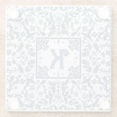 青ファンシーフローラパーソナライズされた ガラスコースター (裏面)