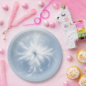 青ファンシー上の白い雪の結晶 ペーパープレート (パーティー)