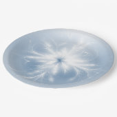 青ファンシー上の白い雪の結晶 ペーパープレート (アングル)