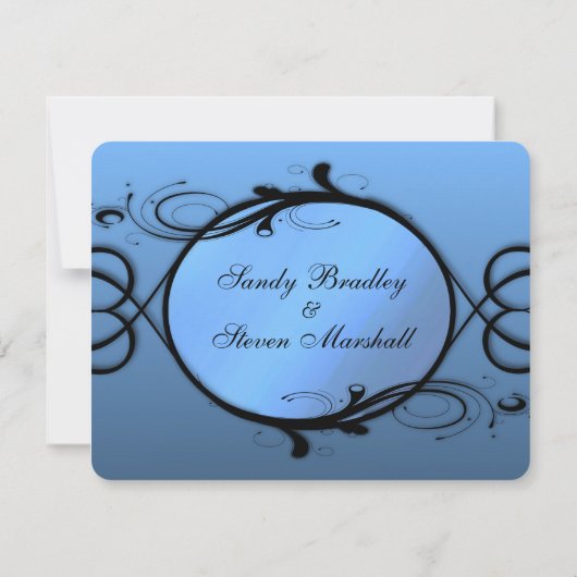 青ファンシー結婚式招待状 招待状 (裏面)