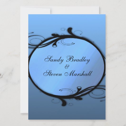 青ファンシー結婚式招待状 招待状 (裏面)