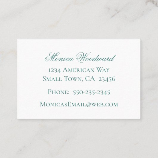 青ファンシー色の白バロック枠 名刺 (裏面)