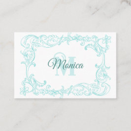 青ファンシー色の白バロック枠 名刺
