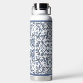 青ファンシー花柄 ウォーターボトル (背面)