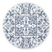 青ファンシー花柄 セラミックノブ (正面)