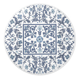 青ファンシー花柄 セラミックノブ