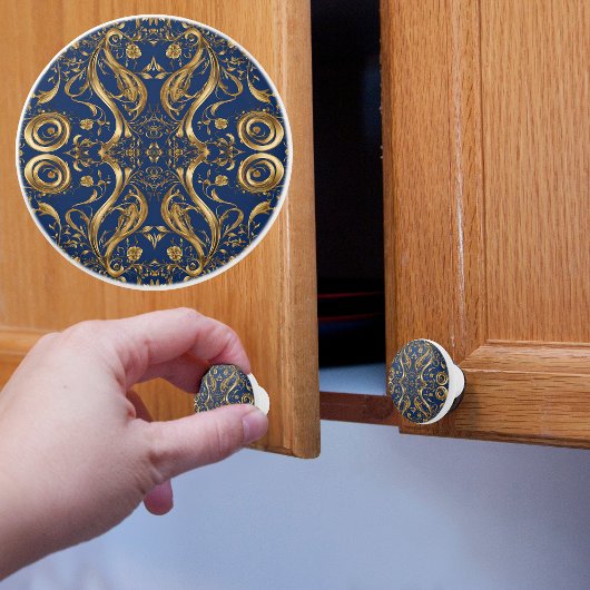 青ファンシー金ゴールド セラミックノブ