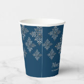 青フェイクいグレーのホイルの雪の結晶(ホイル実在ではない) 紙コップ (右)