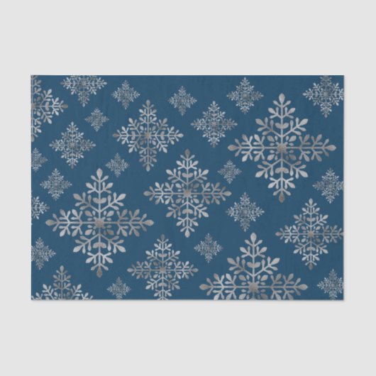 青フェイクいグレーのホイルの雪の結晶(ホイル実在ではない) 薄葉紙 (正面)