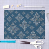 青フェイクいグレーのホイルの雪の結晶(ホイル実在ではない) 薄葉紙 (クラフト)
