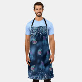 青フェイクグリッターと一致カラフルする葉 エプロン (着用した状態)