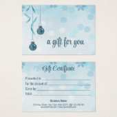 青フェイクグリッタークリスマスオーナメントギフトカード (正面&裏面)