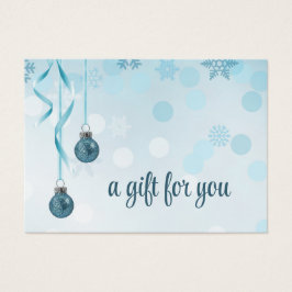 青フェイクグリッタークリスマスオーナメントギフトカード