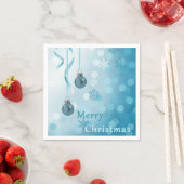 青フェイクグリッタークリスマスオーナメント スタンダードカクテルナプキン (インサイチュ)