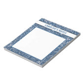 青フェイクグリッターテクスチャの外観とカスタム文字 ノートパッド (回転)