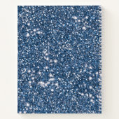 青フェイクグリッターテクスチャの外観とカスタム文字 ノートブック (裏面)