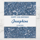 青フェイクグリッターテクスチャの外観とカスタム文字 ワインラベル (シングルラベル)