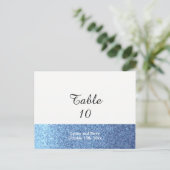 青フェイクグリッターテーブル座席カード ポストカード (スタンド正面)