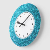 青フェイクグリッター壁時計 ラージ壁時計 (傾斜)
