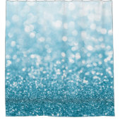 青フェイクグリッター《写真》ぼけ味灯 シャワーカーテン (正面)