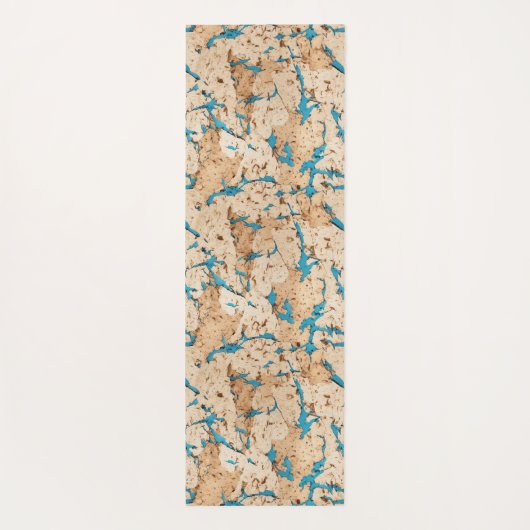 青フェイクターコイズ大理石インサート付きコルク ヨガマット (裏面)