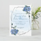 青フェイクフローラ銀箔の水色 招待状 (スタンド正面)