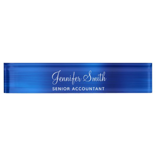 青フェイク王室の金属箔 デスクネームプレート (正面)