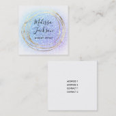 青フェイク紫グリッター スクエア名刺 (正面/裏面)