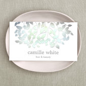 青フェイク緑フォイル葉 名刺