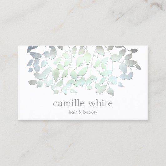 青フェイク緑フォイル葉 名刺 (正面)