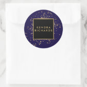 青フェイク色の散乱金ゴールドモダン紙吹雪 スクエアシール (バッグ)