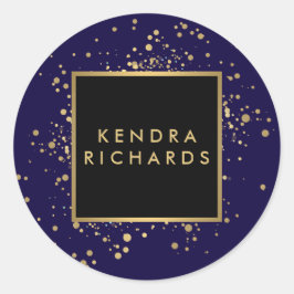 青フェイク色の散乱金ゴールドモダン紙吹雪 スクエアシール