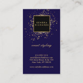 青フェイク色の散乱金ゴールドモダン紙吹雪 名刺 (裏面)