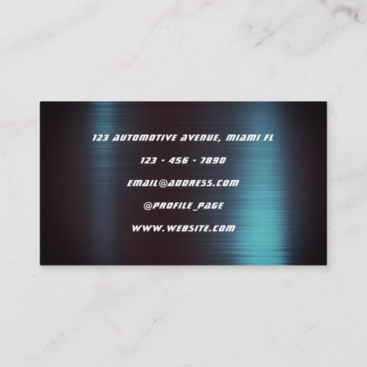 青フェイク色の金属光沢 名刺 (裏面)