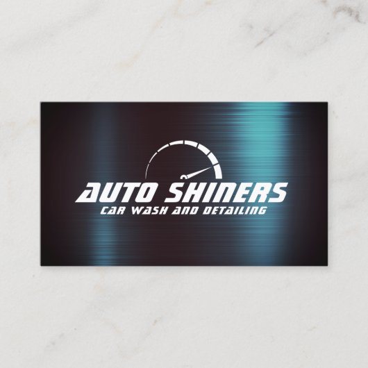 青フェイク色の金属光沢 名刺 (正面)