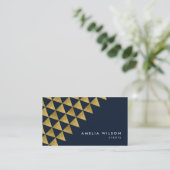 青フェイク金ゴールド三角形イベントソーシャルメディア 名刺 (スタンド正面)