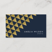 青フェイク金ゴールド三角形イベントソーシャルメディア 名刺 (正面)