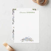 青フェミニンフローラ水色パーソナライズされた ノートカード (正面/裏面インサイチュ)