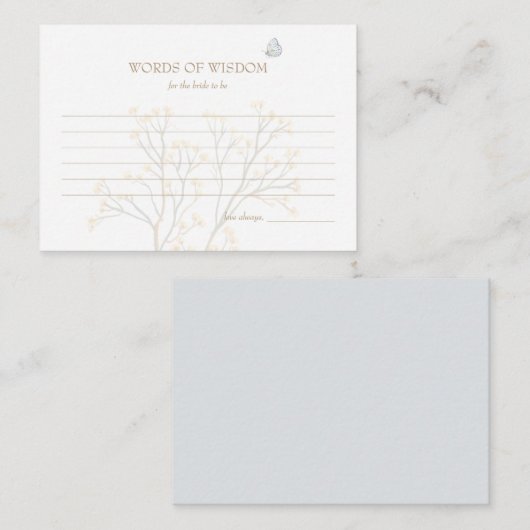 青フェミニン淡い色のい蝶の知恵の言葉 ノートカード (正面/裏面)