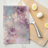 青フェミニン白金ゴールド紫フローラ キッチンタオル (四つ折り)