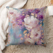 青フェミニン白金ゴールド紫色の花 クッション (ブランケット)