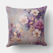 青フェミニン白金ゴールド紫色の花 クッション (裏面)