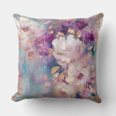 青フェミニン白金ゴールド紫色の花 クッション (正面)