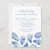 青フォーマル牡蠣の水伝統的色結婚の 招待状 (正面)