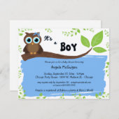 青フクお洒落ロウベビーシャワー招待状 招待状 (正面/裏面)