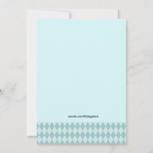 青フクロウ大型ナンバーワン1歳の誕生日招待状 招待状 (裏面)