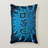 青フラクタルを描いたシャローム アクセントクッション (正面(垂直))