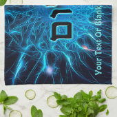 青フラクタルを描いたシャローム キッチンタオル (折り畳み)