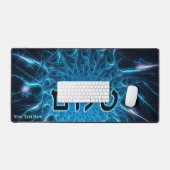 青フラクタルを描いたシャローム デスクマット (キーボード&マウス)